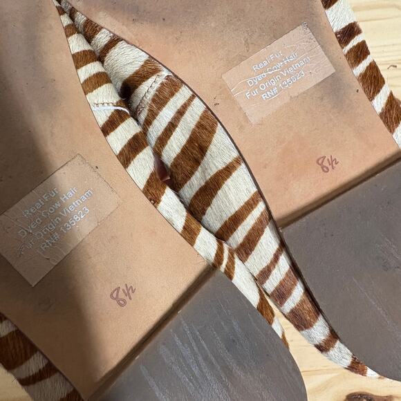 Sam Edelman 8.5 Fur Dyed Cow Hair Felicia Luxe Ballet Shoes Brown Zebra Print - Picture 7 of 11